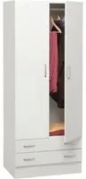 Armadio Legno Bianco 2 Ante + 2 Cassetti - H184 Cm - Bigmat