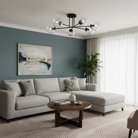 Lampadario da soffitto Brendi 6B Nero con sfere trasparenti E14