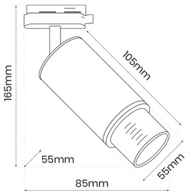 Faretto per sistema a binario MICA 1xGU10/25W/230V Monofase bianco