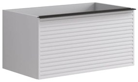 Mobile da bagno sotto lavabo Pixel stripes frontale bianco e maniglia alluminio nero laccato opaco L 80 x H 40 x P 45.5 cm 2 cassetti, lavabo non incluso