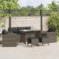 Set Divano da Giardino 6 pz con Cuscini Grigio in Polyrattan 3213551