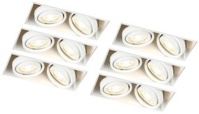 Set di 6 faretti incassati bianchi GU10 orientabili senza cornice 2 luci - Oneon