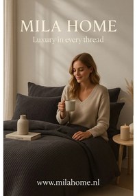 Set copripiumino e federa color antracite in cotone renforcé per letto singolo 140x200 cm Waffle Striped – Mila Home Luxury