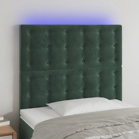 Testiera A Led Verde Scuro 100x5x118/128cm İn Velluto /