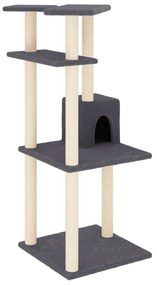Albero per gatti con tiragraffi in sisal grigio scuro 123 cm