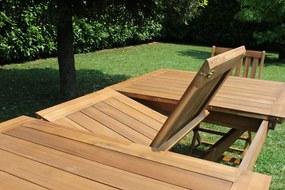 CAESAR - set tavolo in legno massiccio di acacia cm 150/200 x 90 x 78 h con 4 sedie e 2 poltrone Dresda