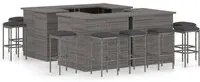 Set Bar da Giardino 16 pz con Cuscini in Polyrattan Grigio 3064930