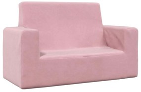 Divano Per Bambini 2 Posti Rosa İn Morbido Peluche /