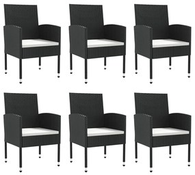 Set da pranzo da giardino 7 pz nero in polyrattan e acciaio