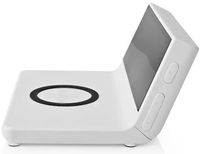 Nedis WCACQ20WT - Orologio a sveglia con display LCD e senza fili caricatore 15W/5V bianco