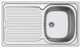 Lavello integrato 1 vasca in inox argento DELINIA Aurora L 50 x L 86 cm
