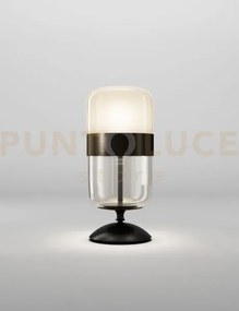 Futura lampada da tavolo m ambra ottone nero opaco 1 luce attacco e27