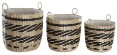 Set di Cestini DKD Home Decor Poliestere Coloniale Fibra (38 x 38 x 36 cm)