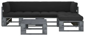 Set divani in pallet con cuscini 4 pz in pino impregnato grigio
