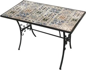 Set Da Pranzo Tavolo Maioliche Rettangolare 120x80 Con 4 Sedie Pieghevoli Cipro