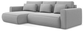 Divano angolare grigio chiaro allungabile/con contenitore (con penisola a sinistra/con chaise lounge) con rivestimento in velluto Kapua – Makamii