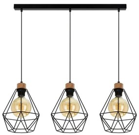 Spot-Light 21822304-Lampadario a sospensione con filo DIAMENT 3xE27/60W/230V quercia