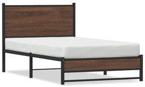 Giroletto Senza Materasso İn Metallo Rovere Marrone 100x190 Cm /