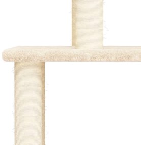 Albero per gatti con tiragraffi in sisal crema 149 cm