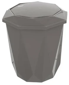 Pattumiera bagno grigio con coperchio basculante e capacità 5,5 lt