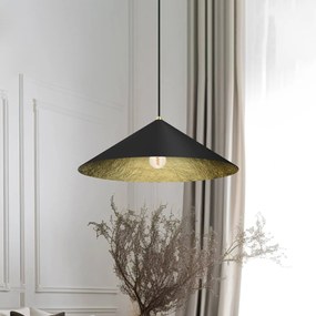 Eko-Light Lampada a sospensione Fuji, fibra composita, nero/oro, Ø 70 cm