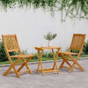 Set Da Pranzo Da Giardino Pieghevole 3 Pz İn Massello Di Acacia /