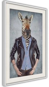 Poster  Animal Alter Ego: Zebra  Cornice Quadri Cornice nera con pass-partout, Larghezza x Altezza Home decor 30x45