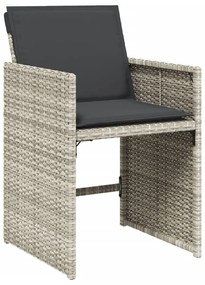 Set pranzo giardino 11pz con cuscini grigio chiaro polyrattan