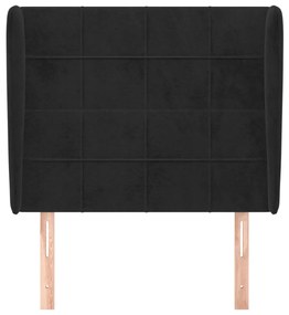 Testiera ad orecchio nera 93x23x118/128 cm in velluto