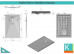 Kamalu - piatto doccia 140x90 pietra artificiale colore nero