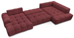 Divano angolare burgundy allungabile e con contenitore (penisola a destra/a U) con rivestimento in ciniglia Everest – Bobochic Paris