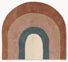 Tappeto per bambini in lana taftato a mano con frange Rainbow