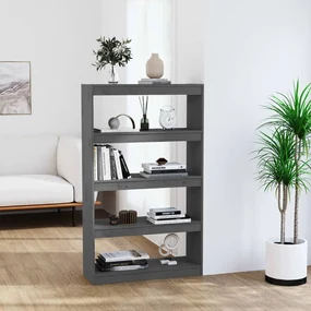 Libreria/divisorio grigio 80x30x135,5 cm in massello di pino