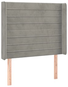 Testiera ad orecchio grigio chiaro 93x16x118/128 cm in velluto