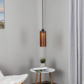 Solbika Lighting Lampada a sospensione Soda cilindro in vetro ambra Ø 12 cm