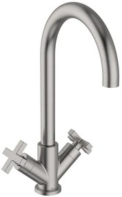 Rubinetto per lavabo getto aerato Los Angeles nichel spazzolato satinato HUBER H 33.8 cm