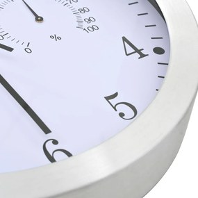 Orologio da Parete al Quarzo Igrometro Termometro 30 cm Bianco