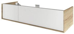 Mobile da bagno sotto lavabo SENSEA Neo Frame bianco e noce laccato lucido L 135 x H 32 x P 48 cm 2 cassetti, lavabo non incluso