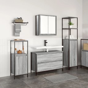 Set di mobili per bagno 3 pezzi  grigio legno ingegnerizzato