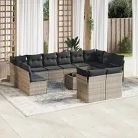 Set Divani Giardino 13 pz con Cuscini Grigio Chiaro Polyrattan 3218442