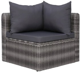 Set Divani da Giardino 4 pz con Cuscini Grigio in Polyrattan