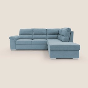 Minerva divano angolare con estraibile a cassettone e pouf contenitore in tessuto morbido impermeabile T02