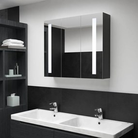 Armadietto bagno con specchio e led 89x14x62 cm