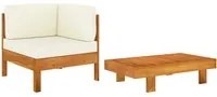 Set Divani Giardino 2 pz Cuscini Bianco Crema in Legno d'Acacia cod mxl 70664