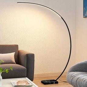 Lampada ad arco Kendra Lindby, dimmerabile, Nero, Soggiorno / Sala da pranzo, Metallo, Moderno, Lampada da terra