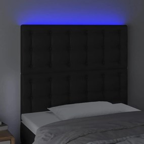 Testiera a led nera 100x5x118/128 cm in similpelle