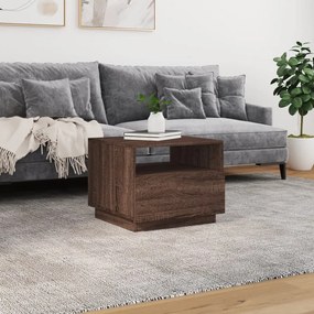 Tavolino da soggiorno con luci led rovere marrone 50x49x40 cm