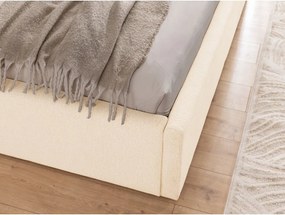 Letto matrimoniale imbottito color crema con contenitore con rete inclusa 200x200 cm Cille – Ropez