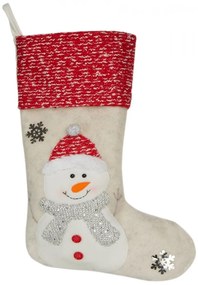 Stivali di Babbo Natale color crema con pupazzo di neve