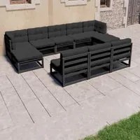 Set Divani da Giardino 8 pz con Cuscini Massello di Pino Nero cod mxl 38095